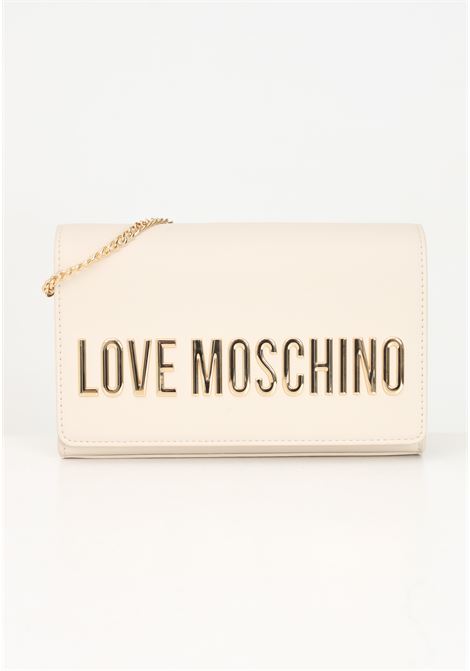 Borsa a tracolla avorio da donna con logo metallico LOVE MOSCHINO | JC4103PP1LKD0110